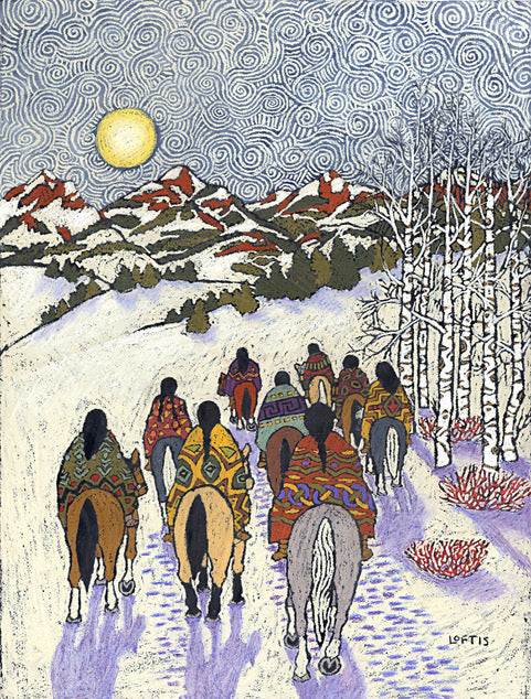 "Snow Ride Under Wild Sky" By Elizabeth Geers Loftis