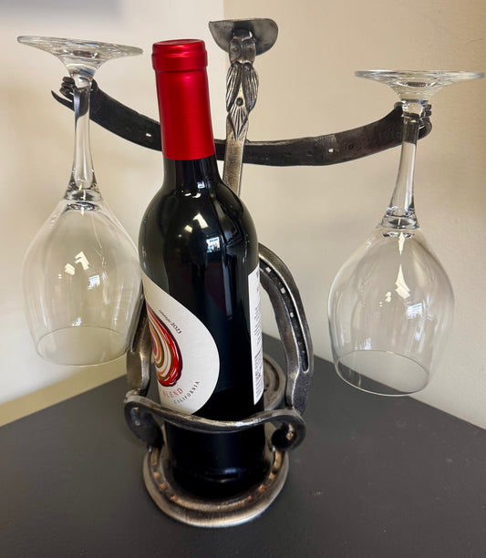 Horseshoe "Cowboy Wine Glass and Bottle Holder" by Brian Crandall