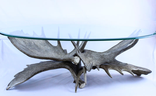 Glass Top Moose Antler Table by Bryan Mackie