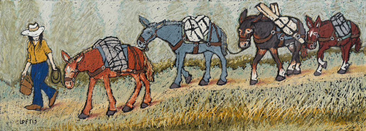 "Glacier Park Mule Train" By Elizabeth Geers Loftis